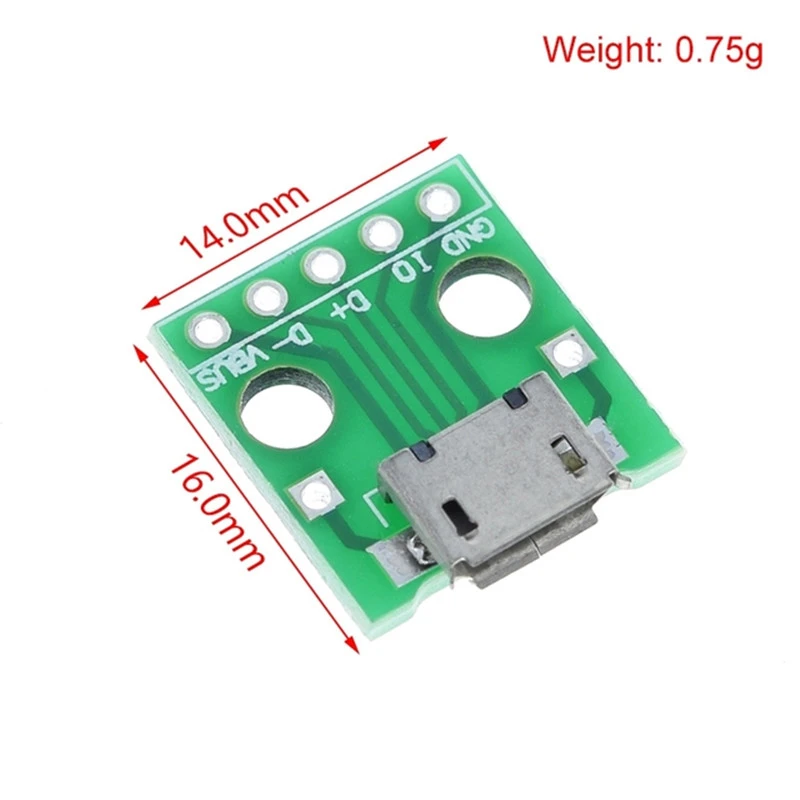 MICRO USB A Dip hembra tipo B Mike 5P SMD a placa adaptadora de enchufe directo, cabeza hembra soldada