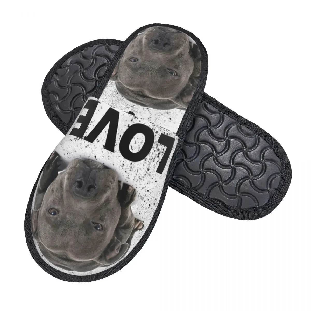 Staffordshire Bull Terrier Dog House Slippers Women Cozy Memory Foam EBT Cute Love Slip On Spa Slipper Shoes