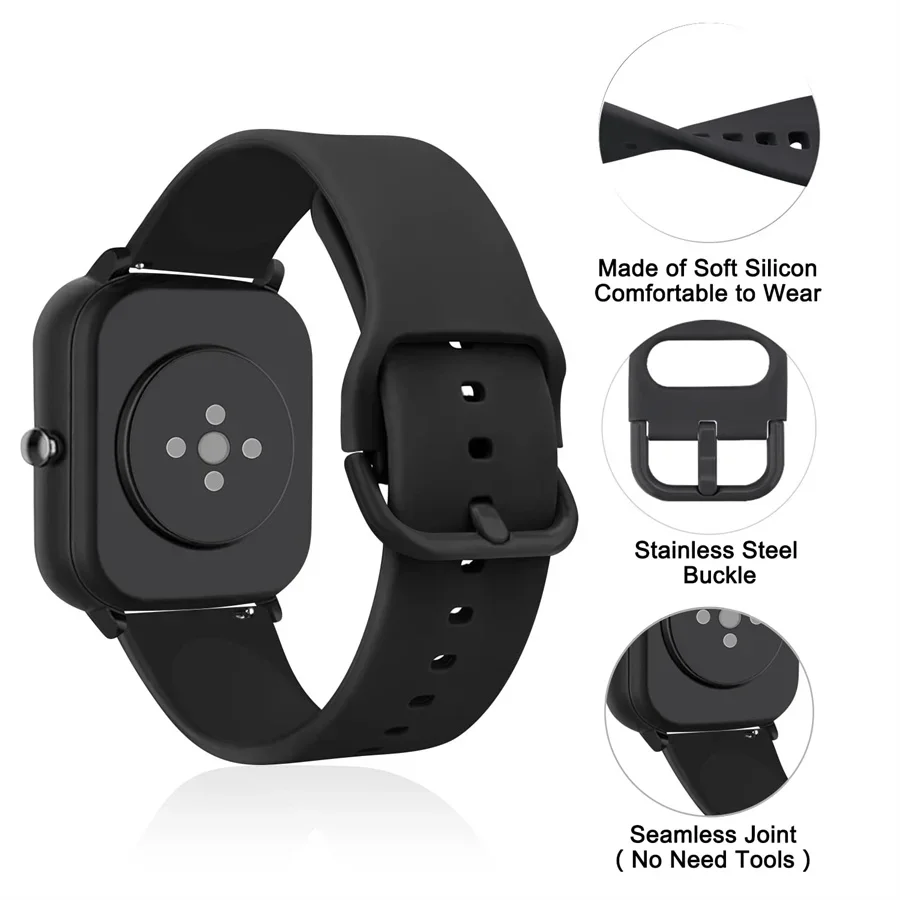 20mm/22mm Silicone band For Amazfit GTS/4/2/2e/GTS2 Mini/GTR 3/Pro/47mm/GTR2/2e/stratos 2 Sport Watch Bracelet Amazfit bip strap