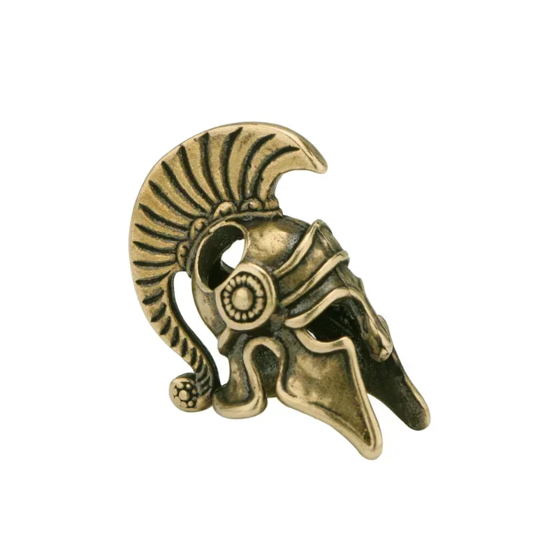 Spartan Roman Warrior Helmet Brass Knife Beads Outdoors EDC Tool DIY Paracord Lanyard Pendants Woven Rope Bracelets Accessories