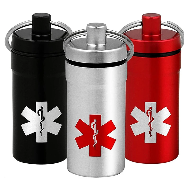 Portable Waterproof Outdoor Medicine Pill Container Aluminum Case Keychain Metal Waterproof Box