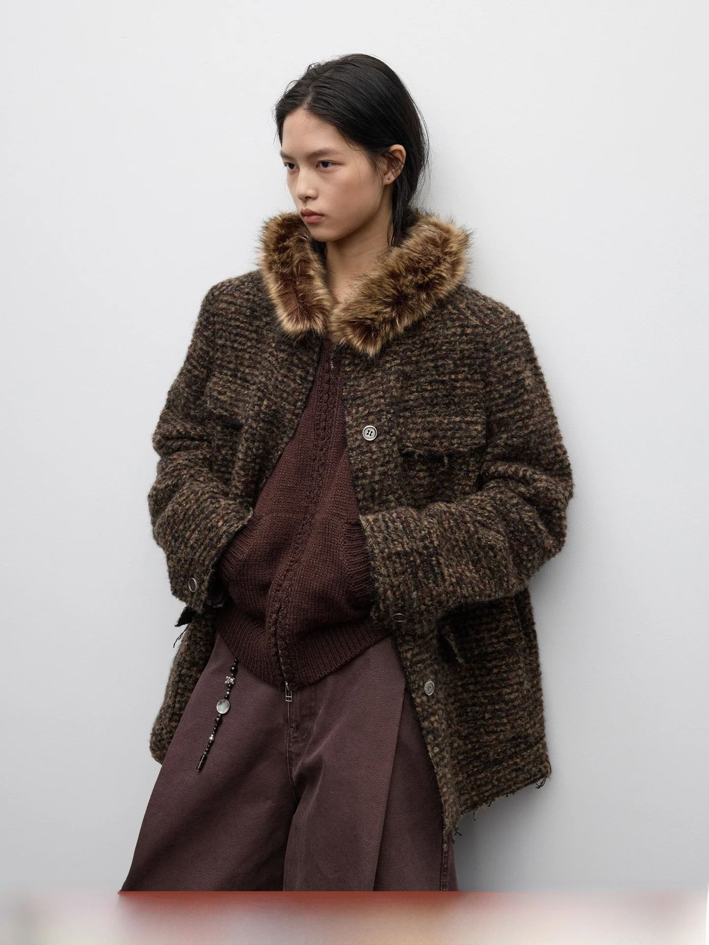 

Winter New Arrival Premium Wool Yarn Micro Wide oulder Design Lapell Suit Jaet Casual Sle Long Sve Straight Cut