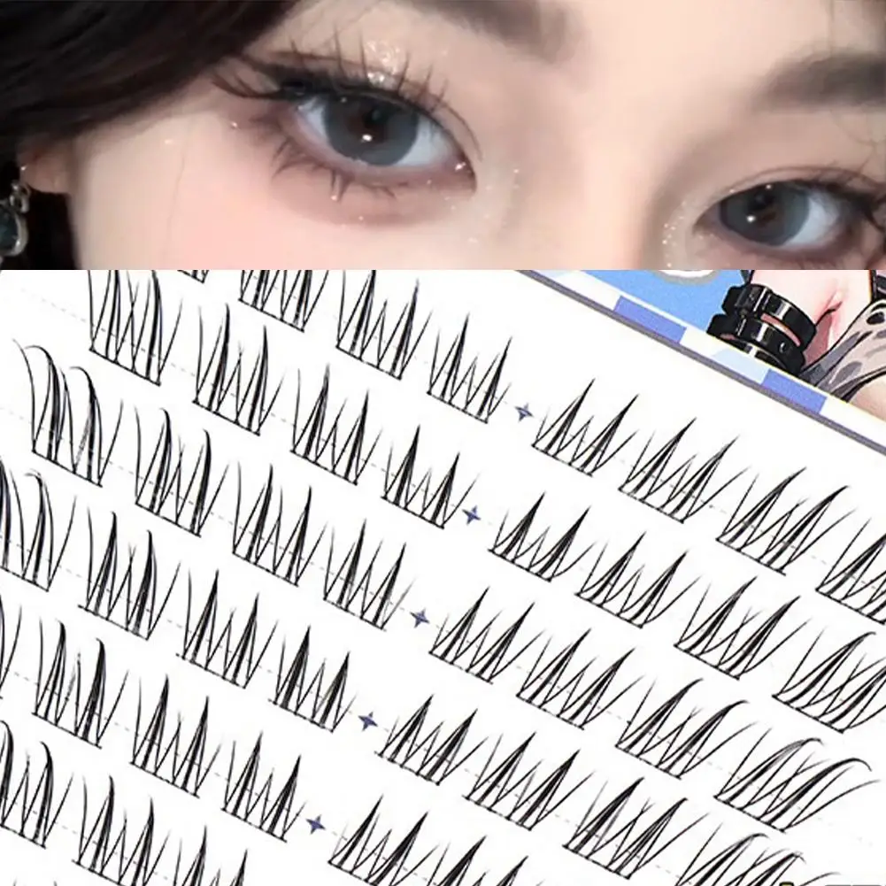 Schräge, fliegende Comic-Wimpern, einzelne Cluster, segmentierte diagonale falsche Wimpern für einen natürlichen, simulierten, dicken, dichten Look