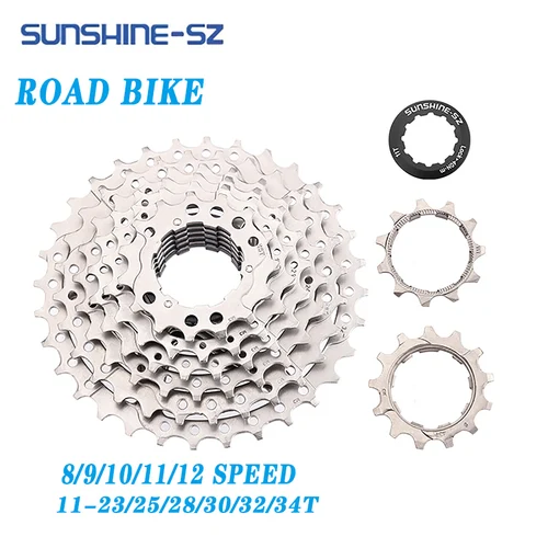 Sunshine HG-Cassette ultraligero para bicicleta de carretera, piñón de volante de bicicleta de 8 9 10 11 12 velocidades 11-23T/25T/28T/30T/32T/34T/36T para SHIMANO