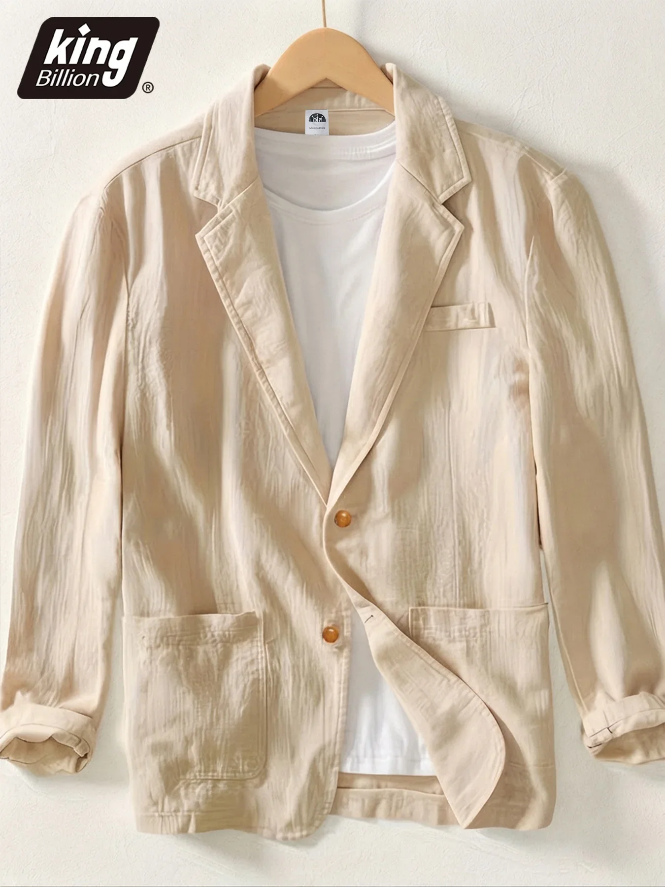Men's Cotton Blazers Casual Business Lightweight Breathable Solid Color Vintage Dailywear Spring Autumn Male Suit Jacket