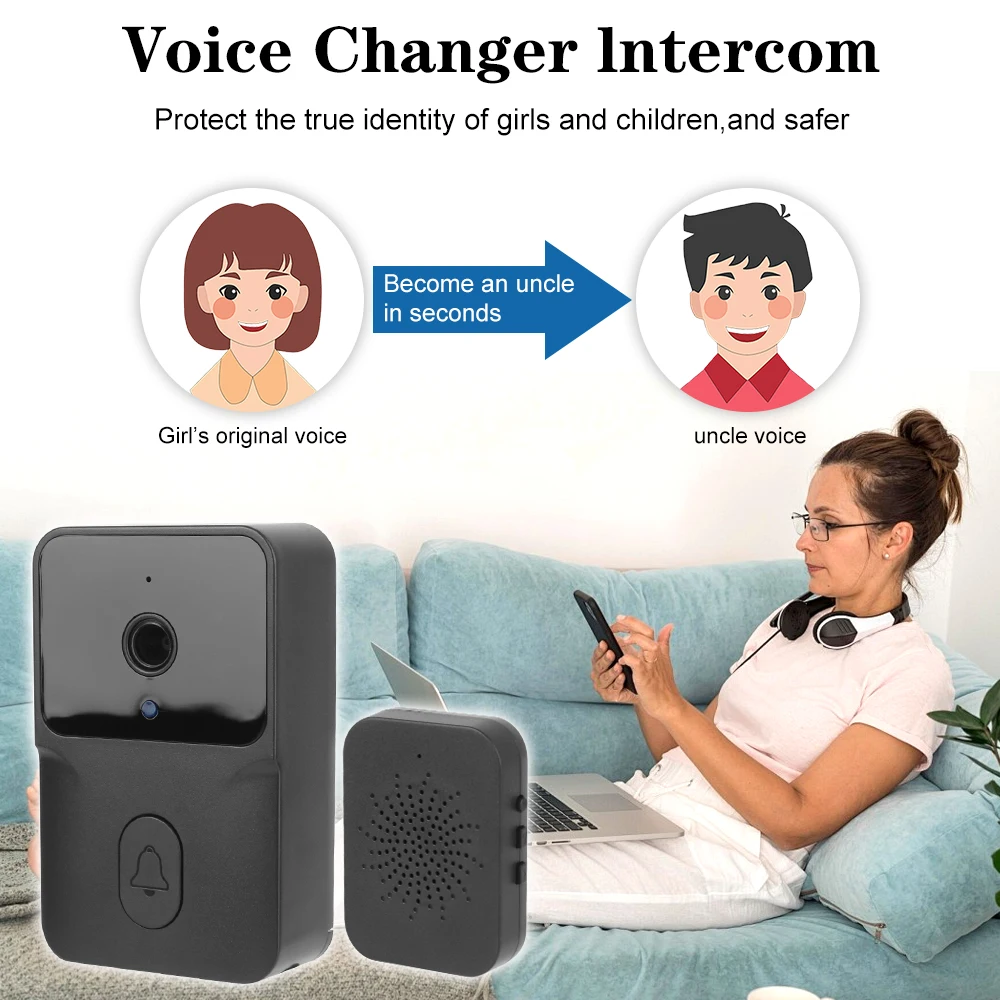 Videocamera citofono Videocitofono Campanello video HD 1080P Smart Wireless Impermeabile Telecamera Wifi 2.4G Visione notturna a infrarossi HD