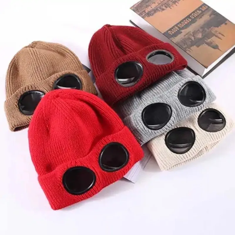 Knitted Goggles Hat Windproof Warm Woolen Hats Elastic Soft Warm Anti-slip Ear Protection Unisex Bomber Hat For Men and Women