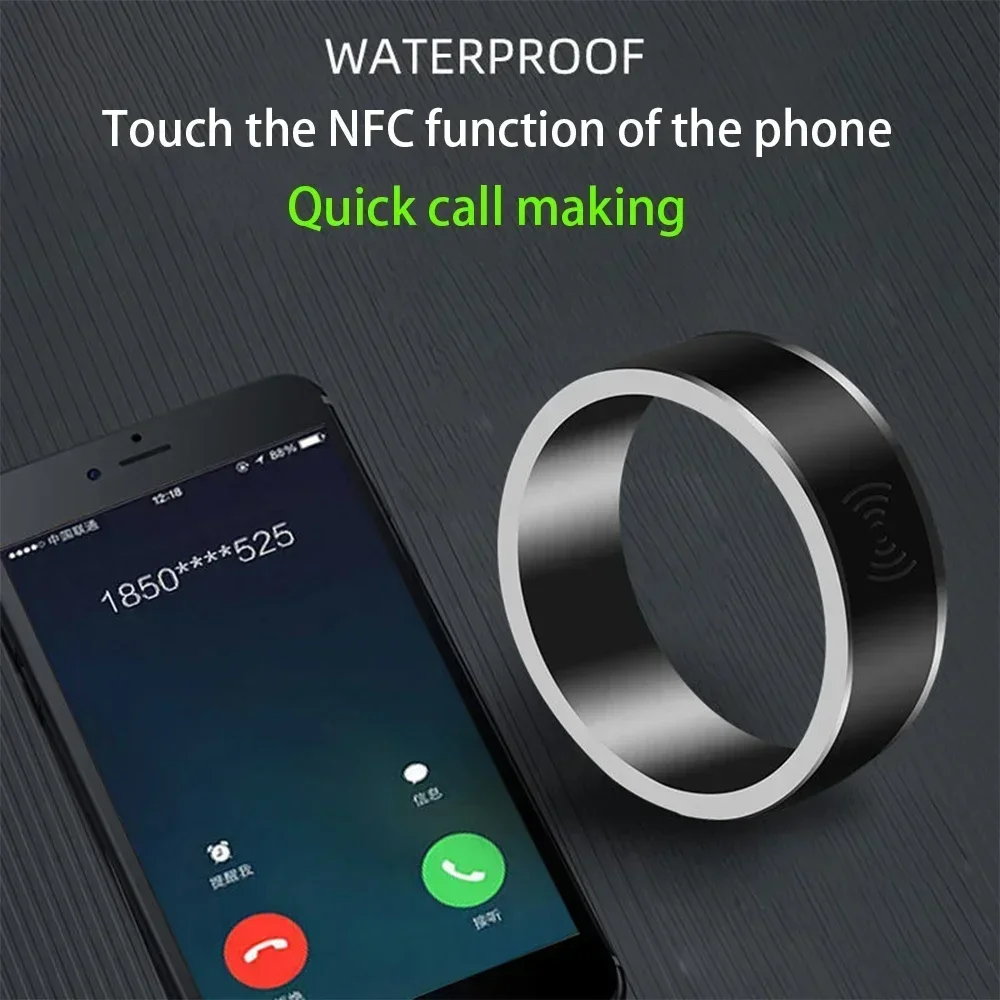 Solar NFC Smart Ring Electronic Ring Ip68 Waterproof Intelligent NFC Finger Ring Wearable Connect for Andriod IOS Mobile Phone