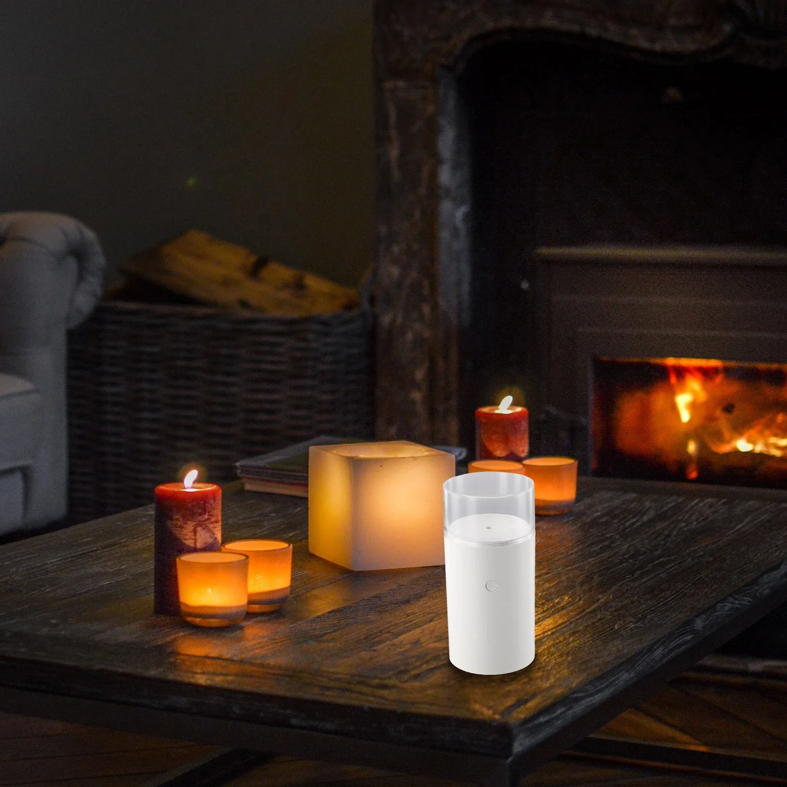 1pcs Aroma Diffuser With Flame Effect 60ml Cordless Humidifier Light For Car Office 73*73*152 Mm DC5.0V1.0A	Accessories