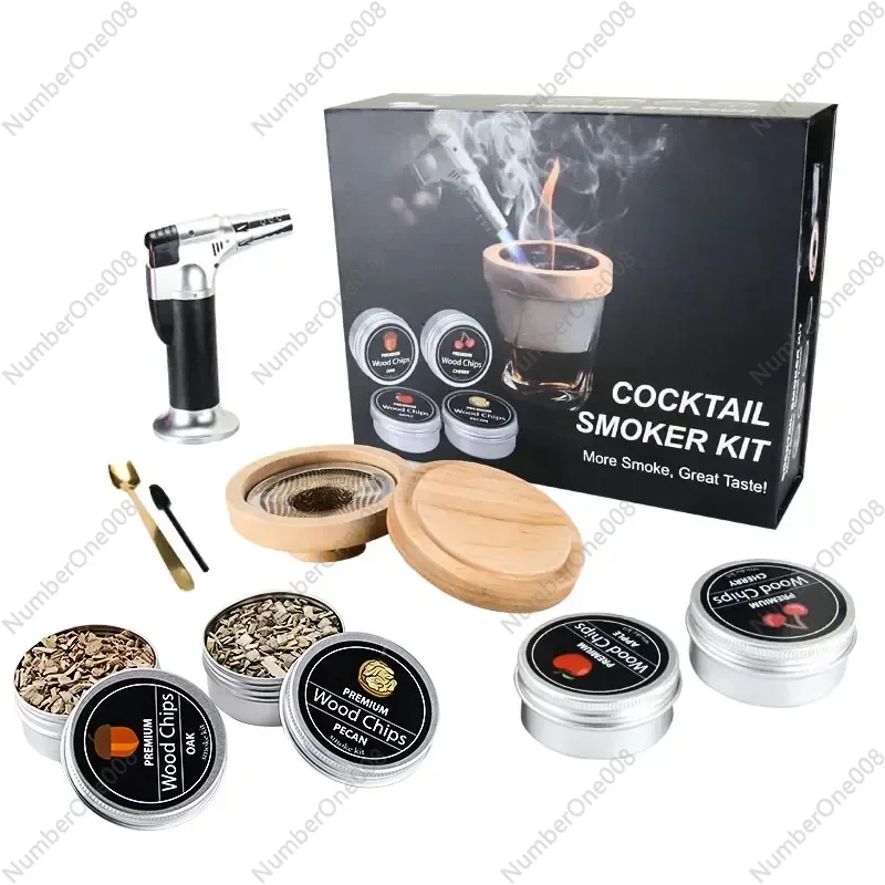 

Wooden Top Whiskey Smoking Cocktail Torch Set Gift Box Accessories