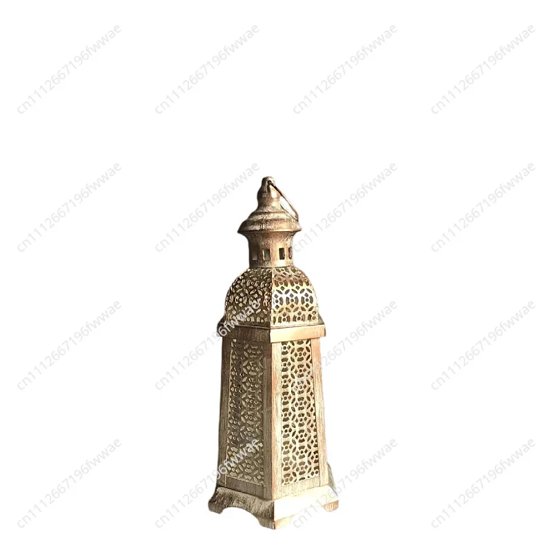 Moon Festival candle holder hollow wrought iron retro portable lantern home decoration ornament