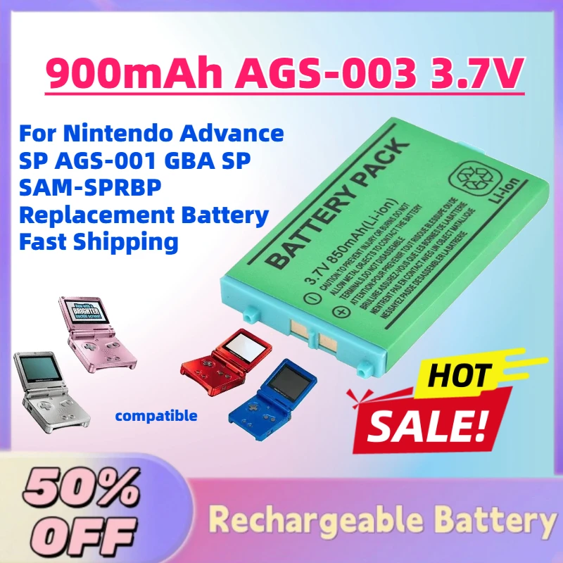 

Upgrade 900mAh AGS-003 3.7V LI-ion Battery for Nintendo Advance SP AGS-001 GBA SP SAM-SPRBP Replacement Battery Fast Shipping