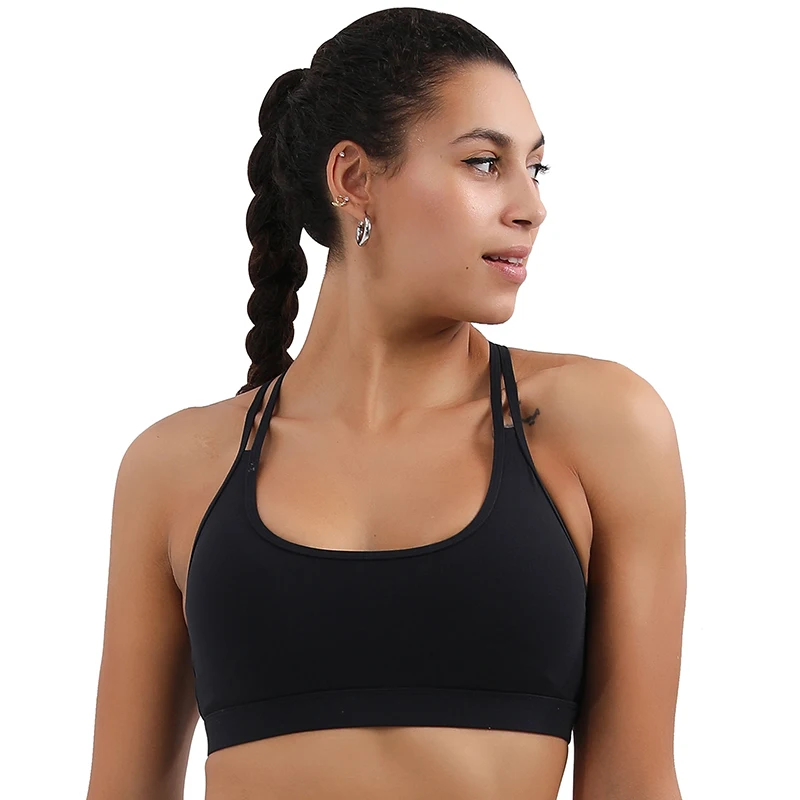 TENDER ANGEL Women Strappy Sports Bra Scoop Neck Spaghetti Strap Padded Crisscross Back Medium Support Workout Tops Yoga Bras