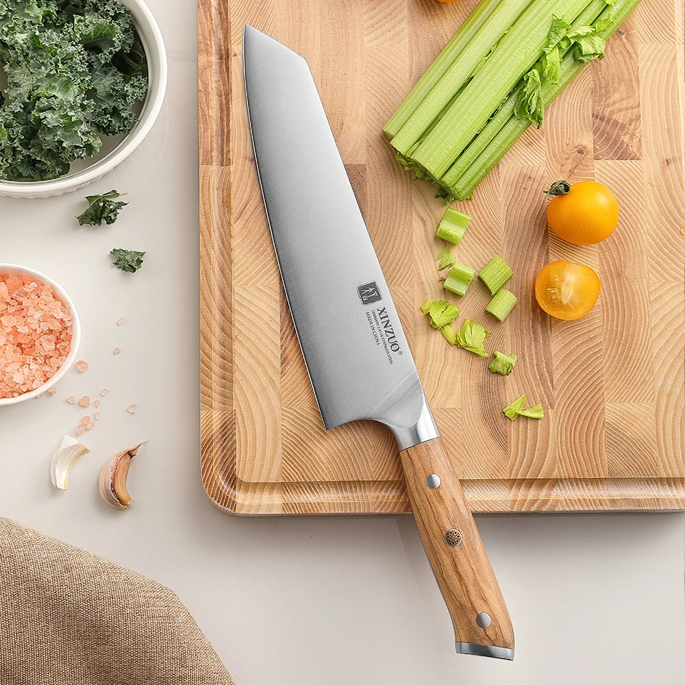 XINZUO Super Kitchen Knife 8.3‘’ Inch Bunka Knife German 1.4116 Super Steel Comfortable Olive Wood Handle For Home Kitchen