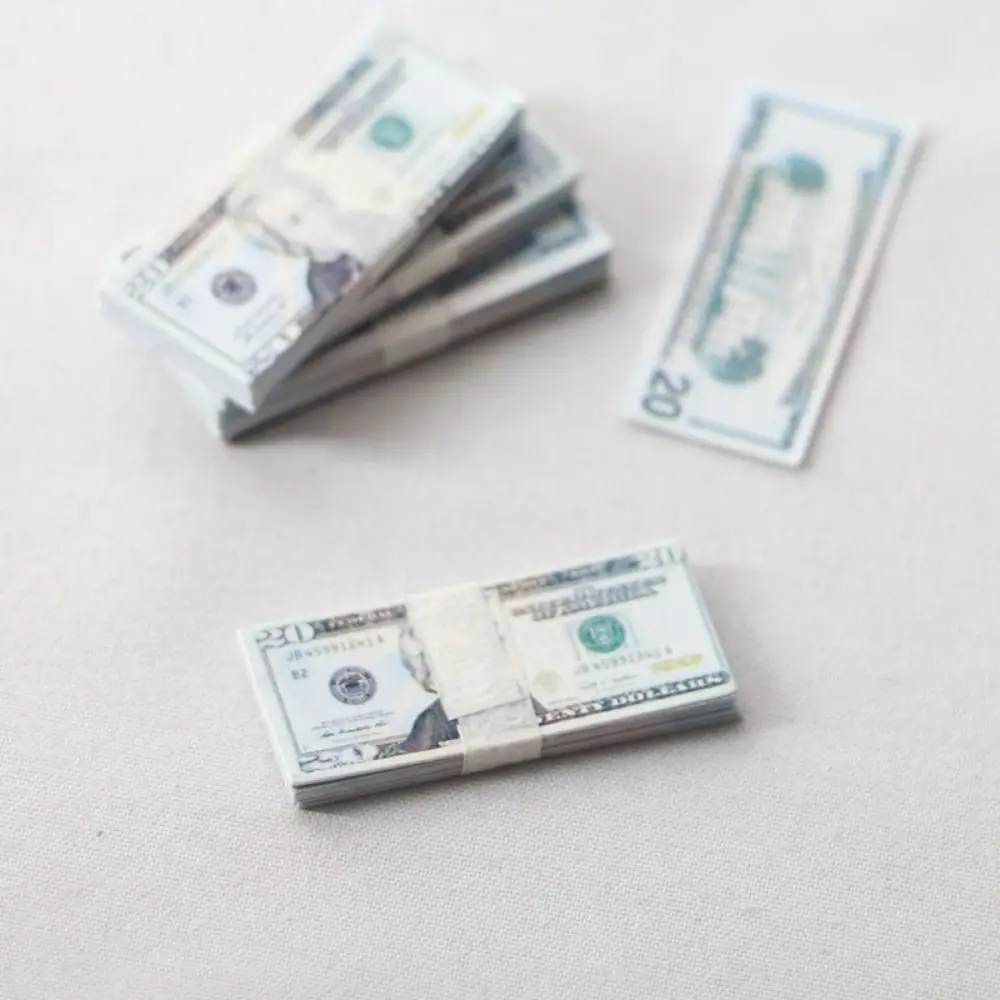 

5 Bundles High Quality Paper Mini Dollars 10 Styles Cute Banknotes Model 1/6 Doll Accessories 1/12 Dollhouse Decoration