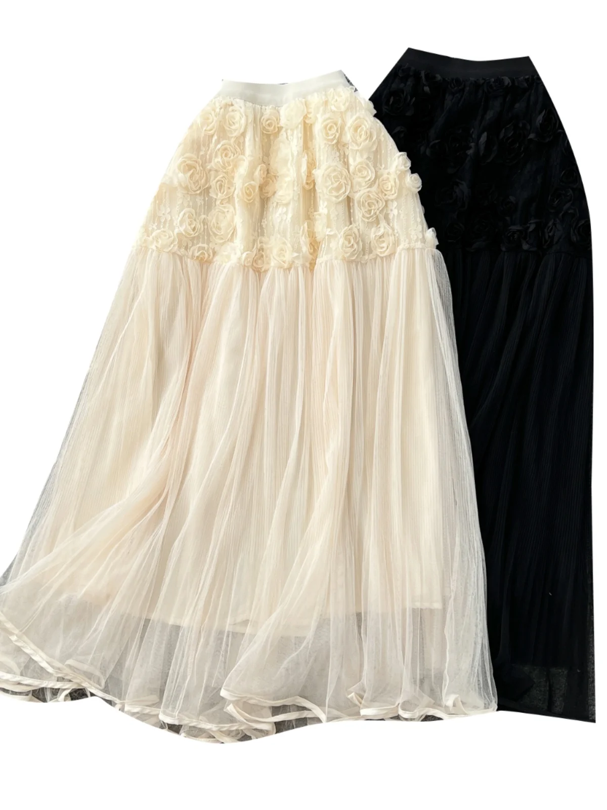 Ele High Waist Me f Skirt with 3D Flower Design for Women Spring Faion 2025 A-Line Silhouette Commute Sle