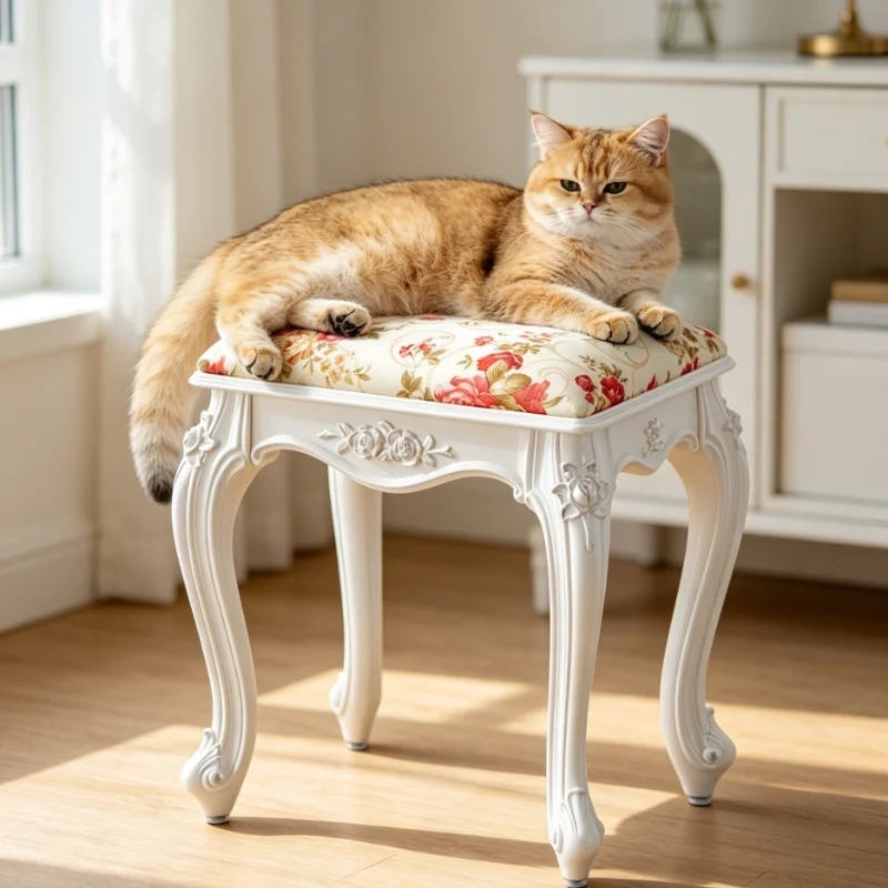 Waterproof PU Leather Vanity Stool Tough ABS Plastic Frame with Anti Slip Feet for Home Bathroom Private Dressing Rest Area