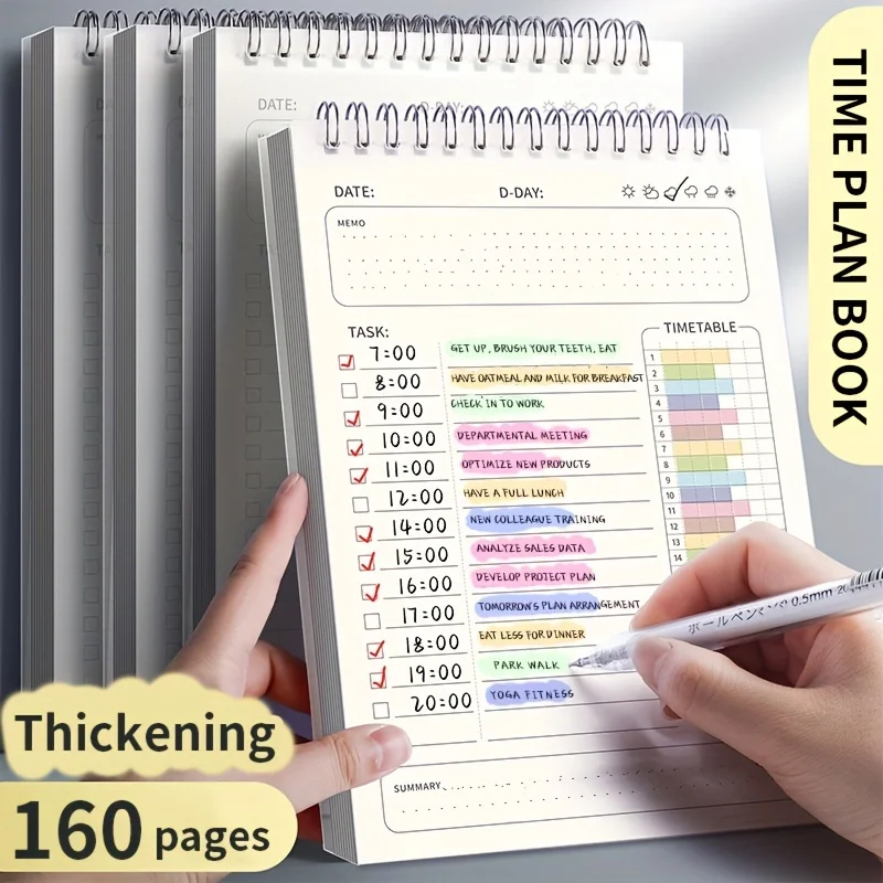 

A5 Spiral Plan Agenda, Notebook with Schedule, Daily Checklist Plan, 160 Page Thick Notebook, Stationery, Office and School Supp