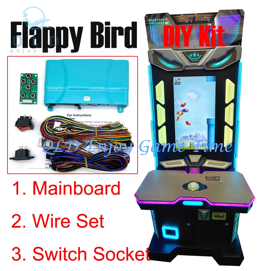 DIY Arcade Flappy Bird Kit for Beat Coin Operated Simulation Machine Out Lottery Ticket With Mainboard and Wires Cable