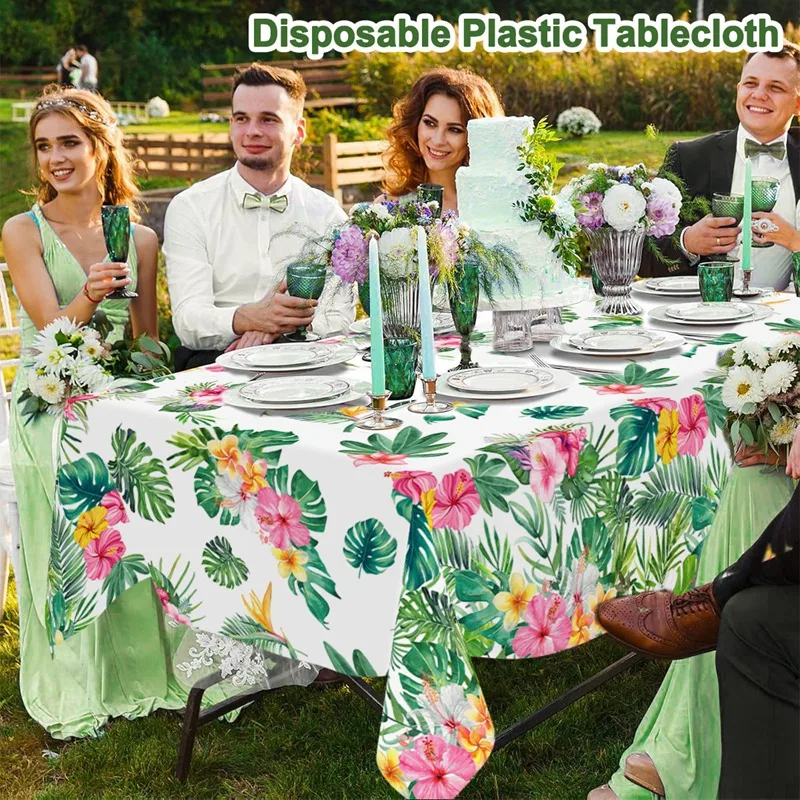 Hawaiianische Partydekoration, Palmenblätter, Einweg-Tischdecke, Tischüberzug, tropische Sommer- und Strandartikel, Luau-Geburtstagsparty-Dekoration – Detail 7