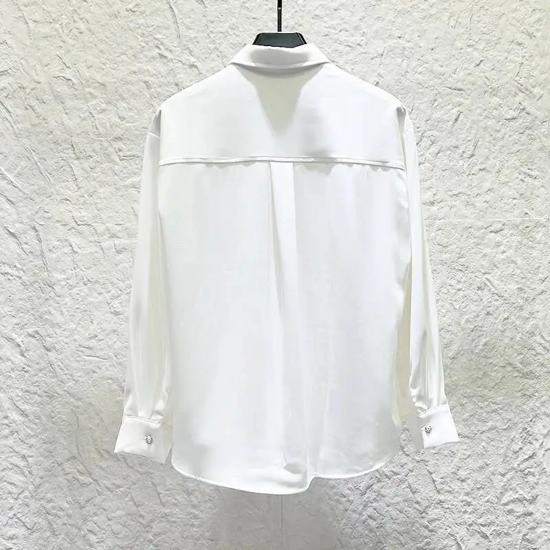 Lapel Long Sleeve Casual Shirt Mens Silky Drape Fabric Side Pleated Detail Minimal Versatile Daily Male Shirts CE4D