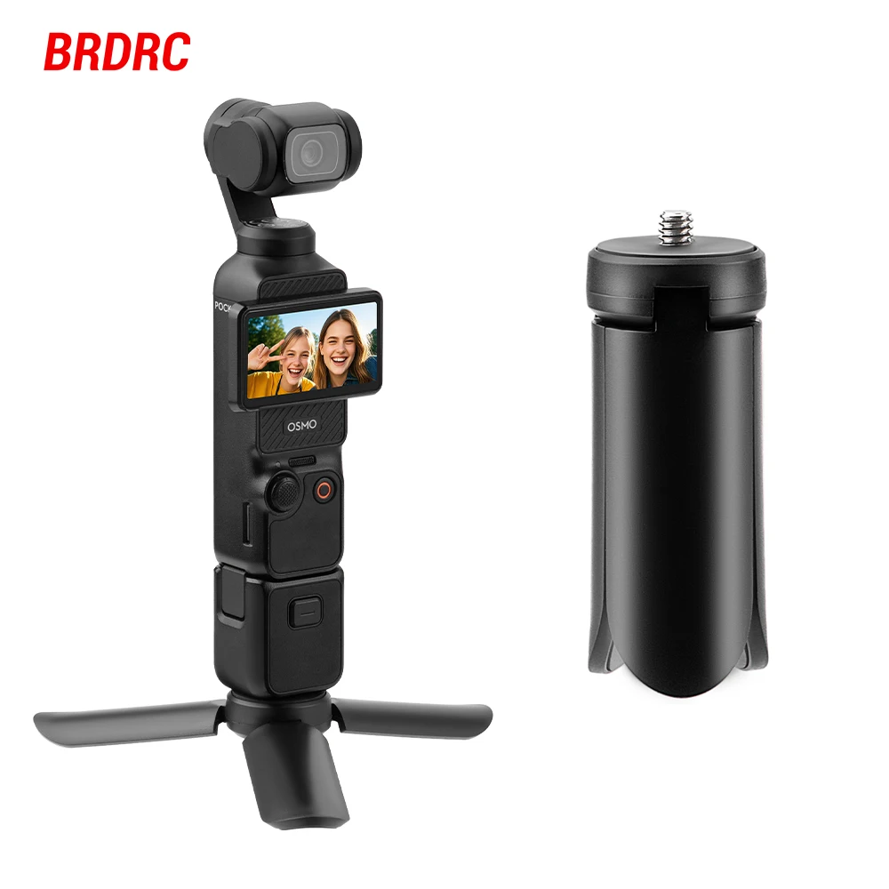 حامل ثلاثي كاميرا صغير قابل للتمديد من BRDRC لـ DJI Pocket 3/Insta360 X5/GO Ultra ملحقات مقبض قبضة سطح المكتب كاميرا ويب ترايبود