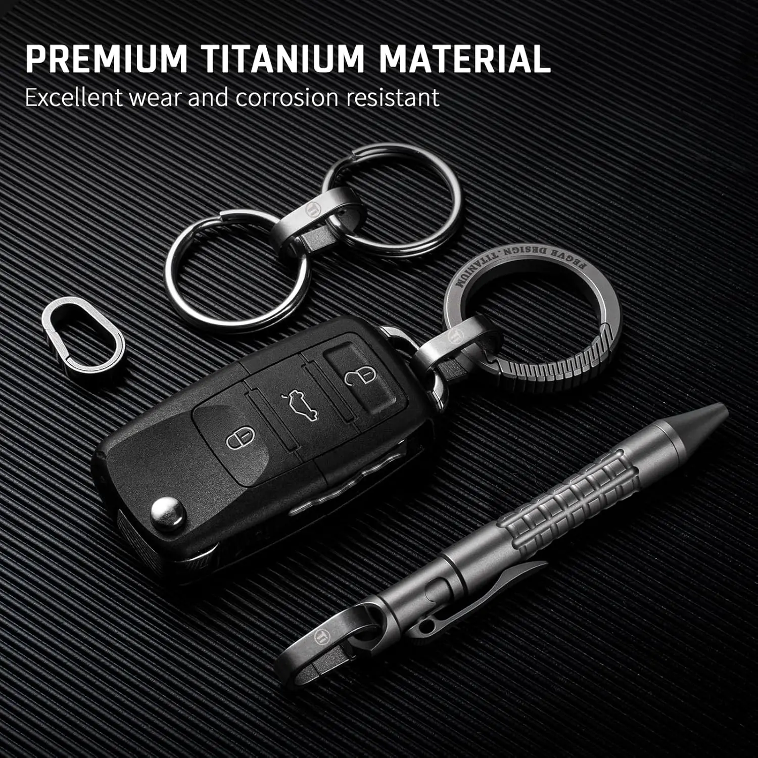 حامل مفاتيح TISUR من التيتانيوم، مشبك حلقة تسلق دائري من التيتانيوم، حلقة مفاتيح بخطاف زنبركي للرجال