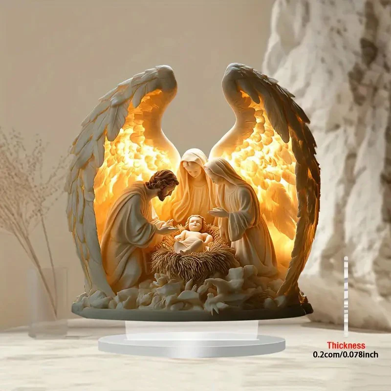 2026 New Nativity Jesus Birth Scene Xmas Table Centerpiece Accessory 2D Flat Acrylic For Home Office Decoration Party Ornment