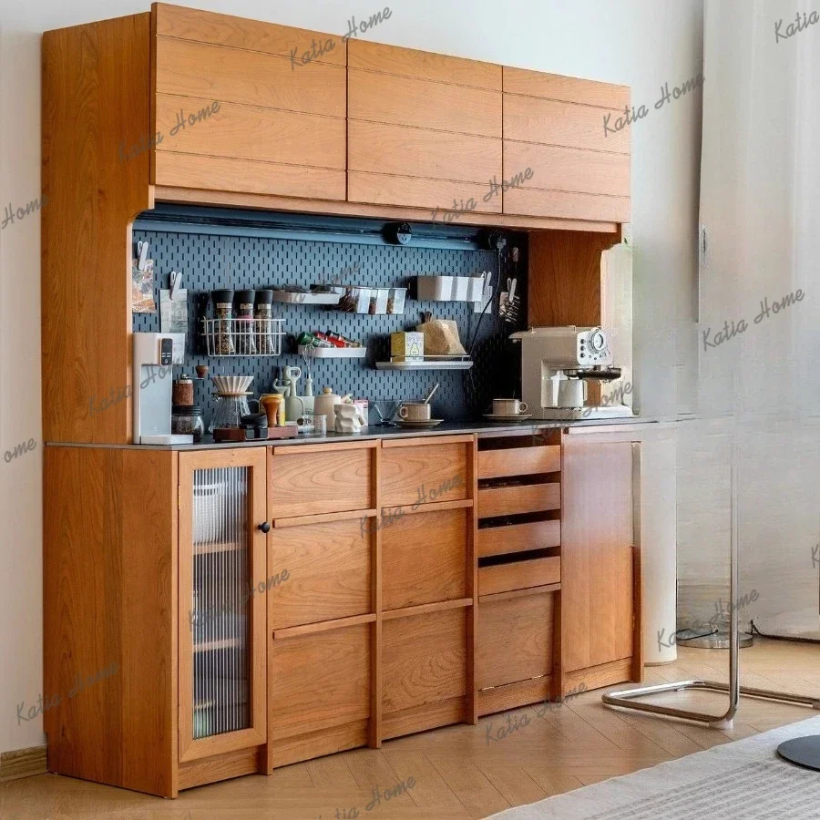 YJ Minimalist Solid Wood Living Room Cabinets Multi-functional Storage Cabinets Atmosphere Vintage Shelving Furniture Muebles LJ