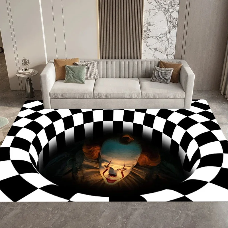 Stylish Visual 3D Black and White Trap Illusion Vortex Rug Mat for Sofa Living Room Decoration carpet