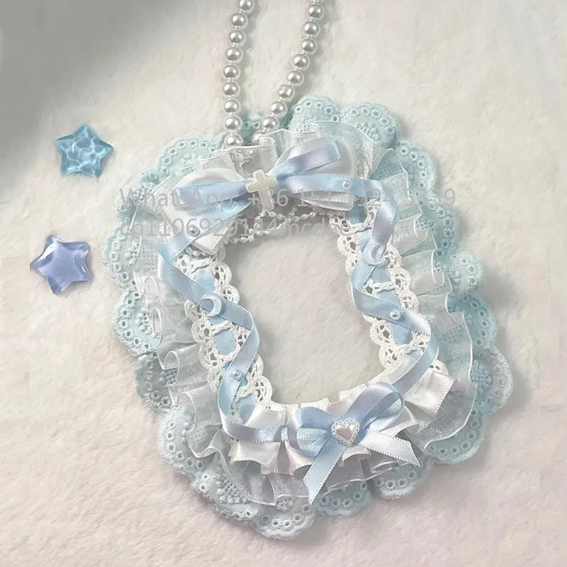 Handmade DIY Bow Lace Blue Pink Kpop Card Holder Lolita 2D Bag Pendant 1