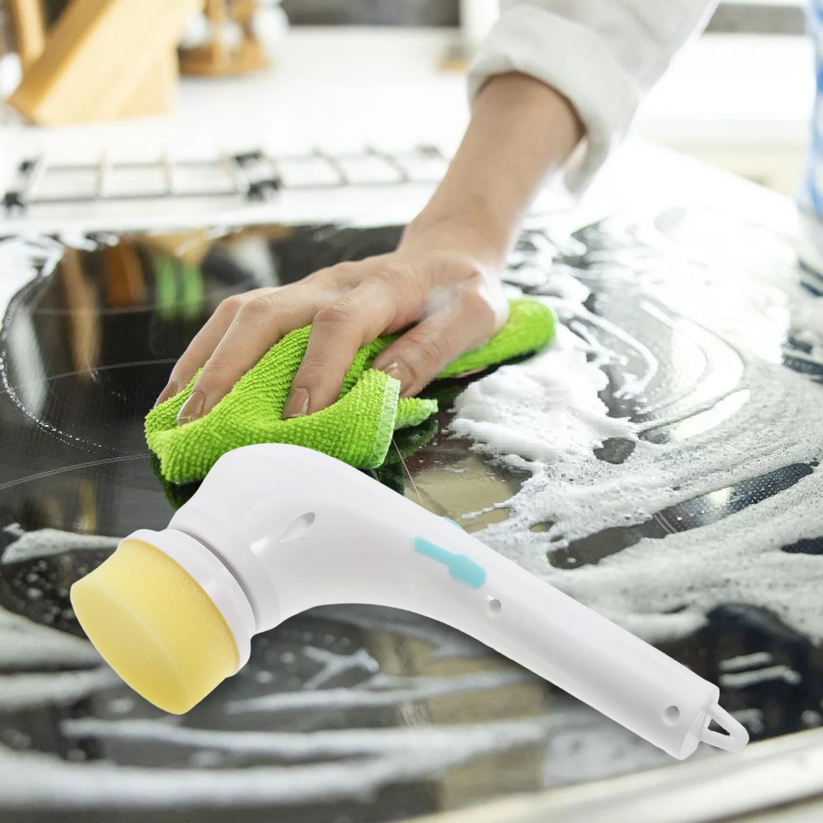 فرشاة تنظيف كهربائية 5 في 1، رؤوس غسيل دوارة لاسلكية قابلة للاستبدال للحمام وبلاط المطبخ وحوض الاستحمام