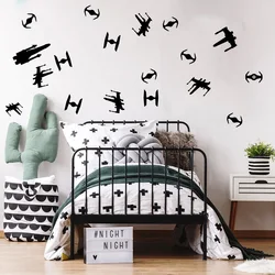 Cartoon 21Pcs Movie War Space Ship Wall Sticker Baby Nursery Kids Room Star Spaceship Millennium Wall Decal Playroom Deco