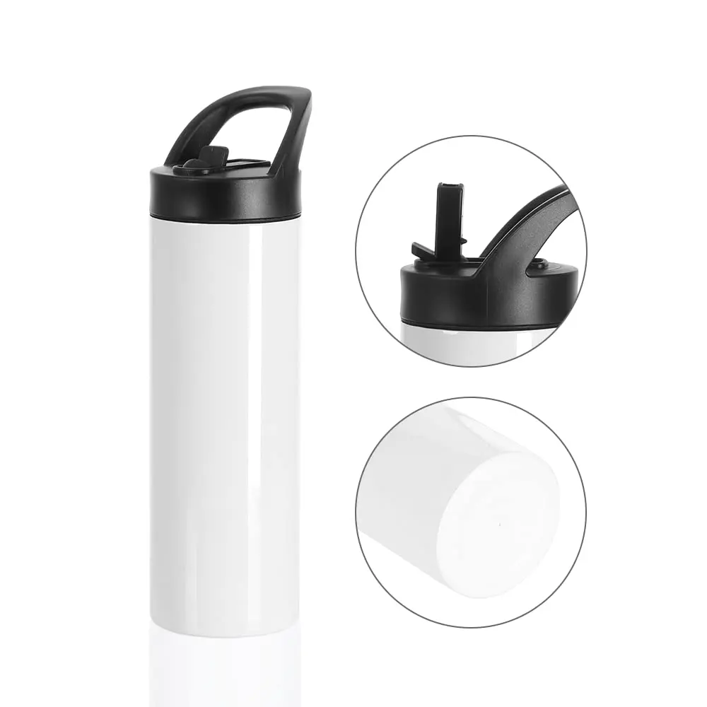 20oz Sublimation Straight Cup Stainless Steel Insulated Cup Car Outdoor Sports Portable Straw Mug With 2pcs Lid Water Bottle