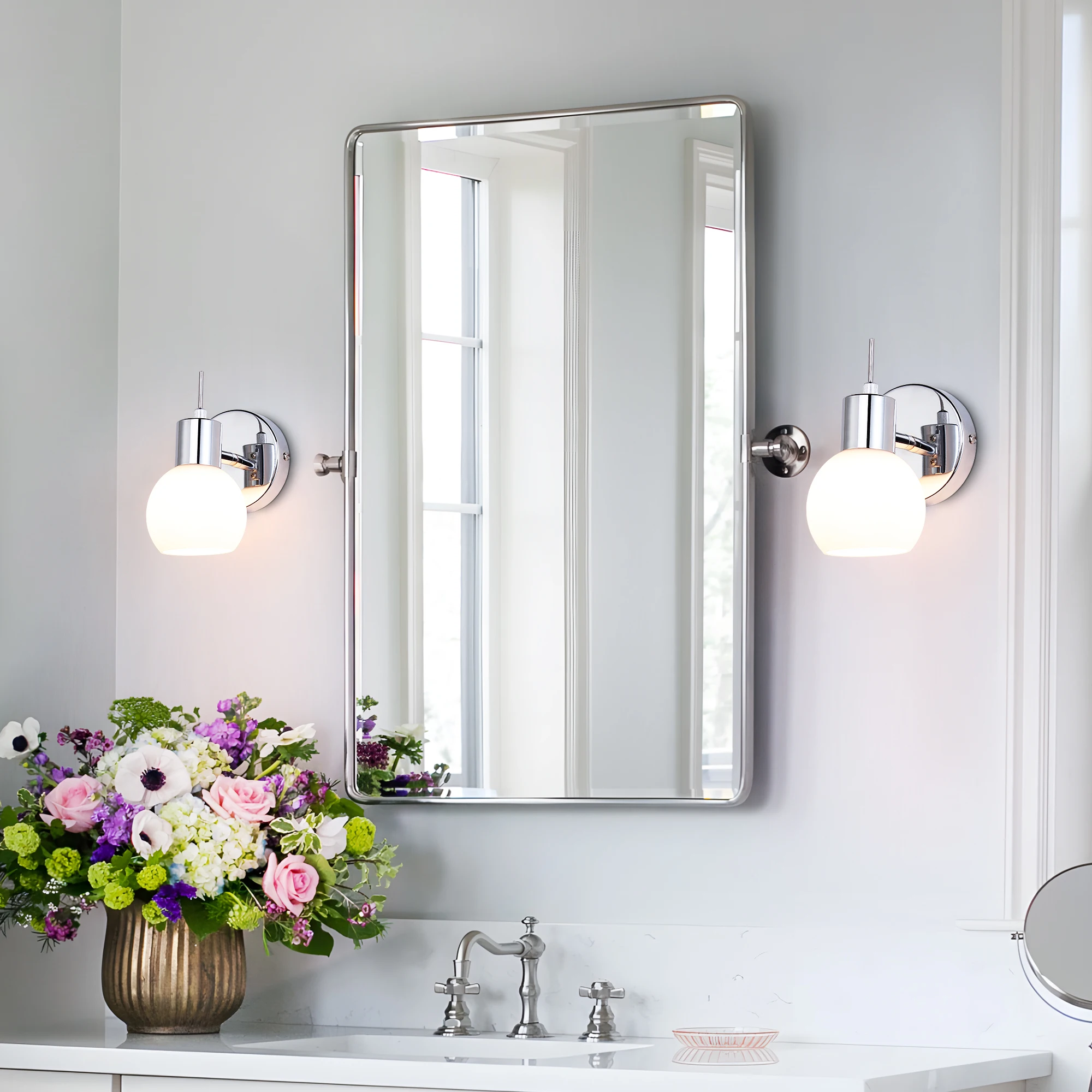 Swivelling Arm Wall Lights with Switch, Wall Scone Wall Sconce Lighting Fixture (Includes Bulb), Bedside Lamp with Cone Lampshad