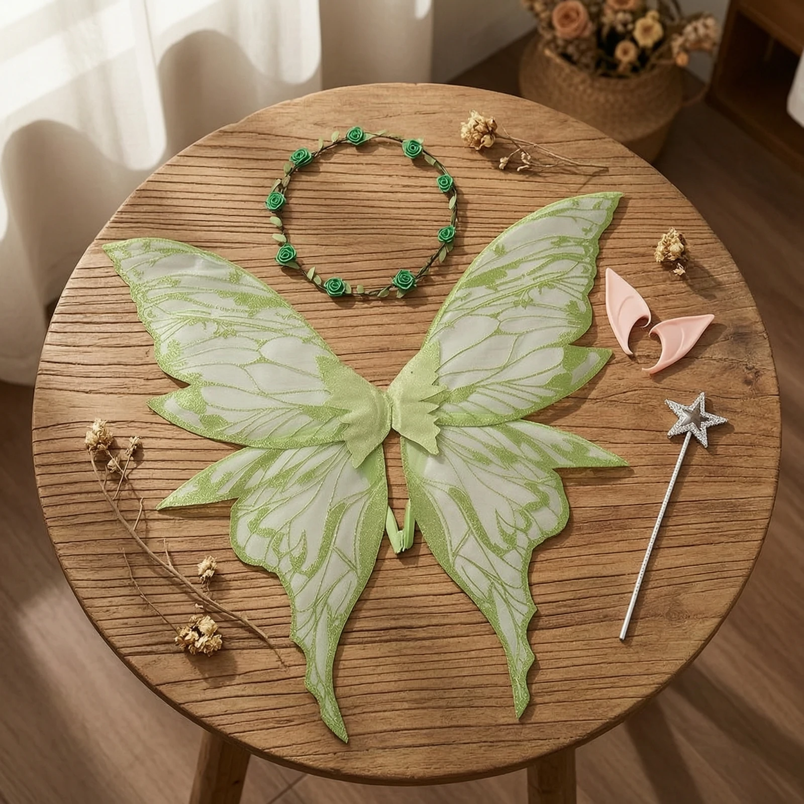 Butterfly Costume Wings Eye-Catching Fairy Wings with Elastic Straps Dress-up Accessory Glittery Shimmering for Children