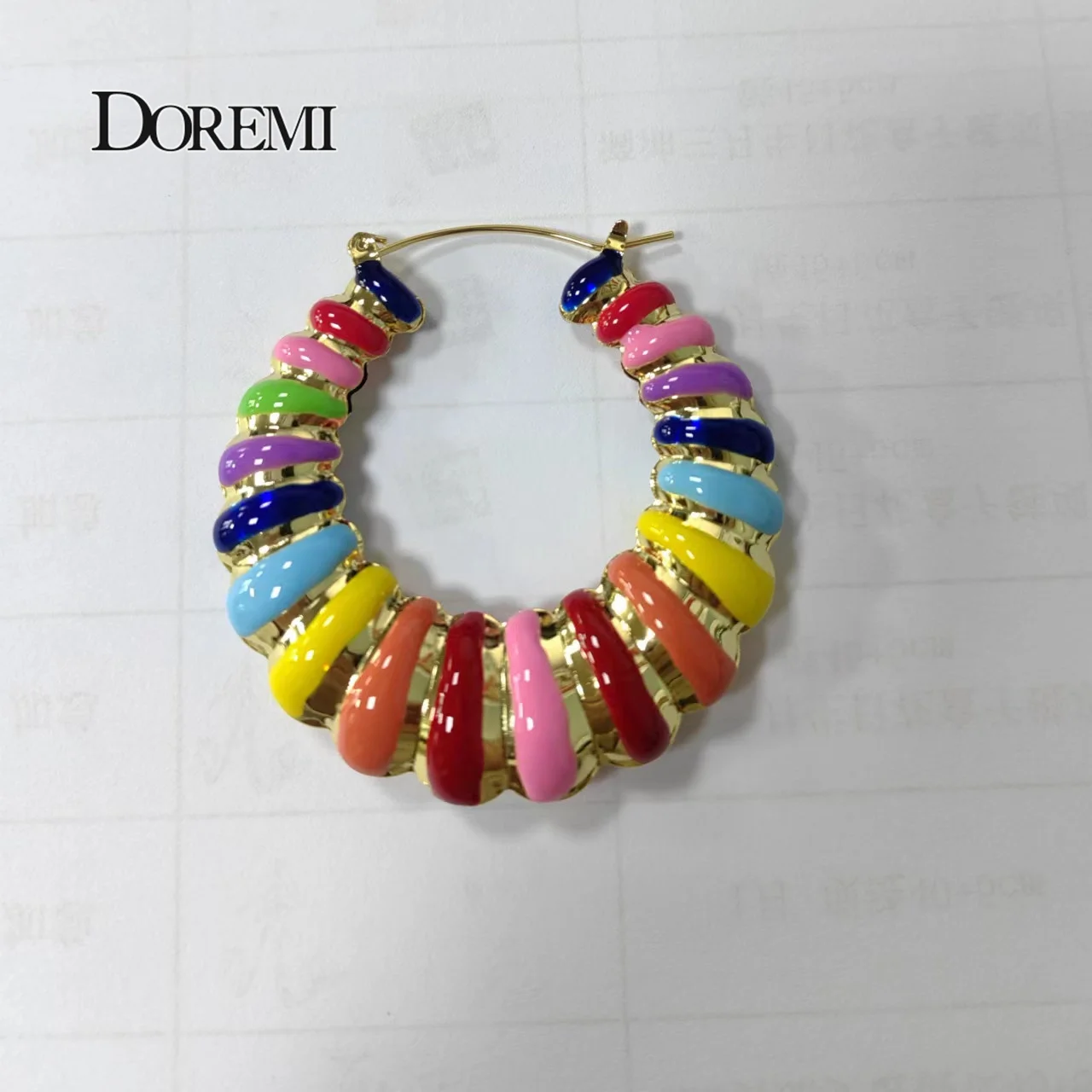 DOREMI Enamel Colorful Multishape Bamboo Earrings Hiphop Customize Color Earring Bamboo Style Custom Earrings for Women Gifts