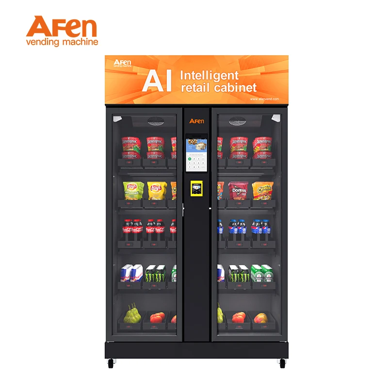 AI Smart Fridge Large Capacity Cooler Vending Machine with Touch Screen Easy Use Camera Monitoring Retail Kiosk Vendor Pro