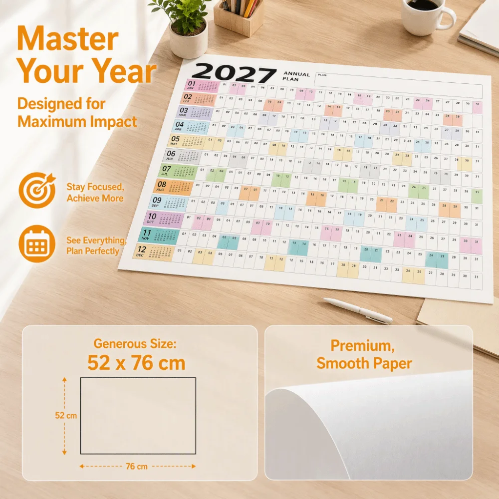 Wall Mounted 2027 Calendar Planner Sheet Large Planner Target Wall Calendar Schedule Sticker Schedule Organizer Office Supplies