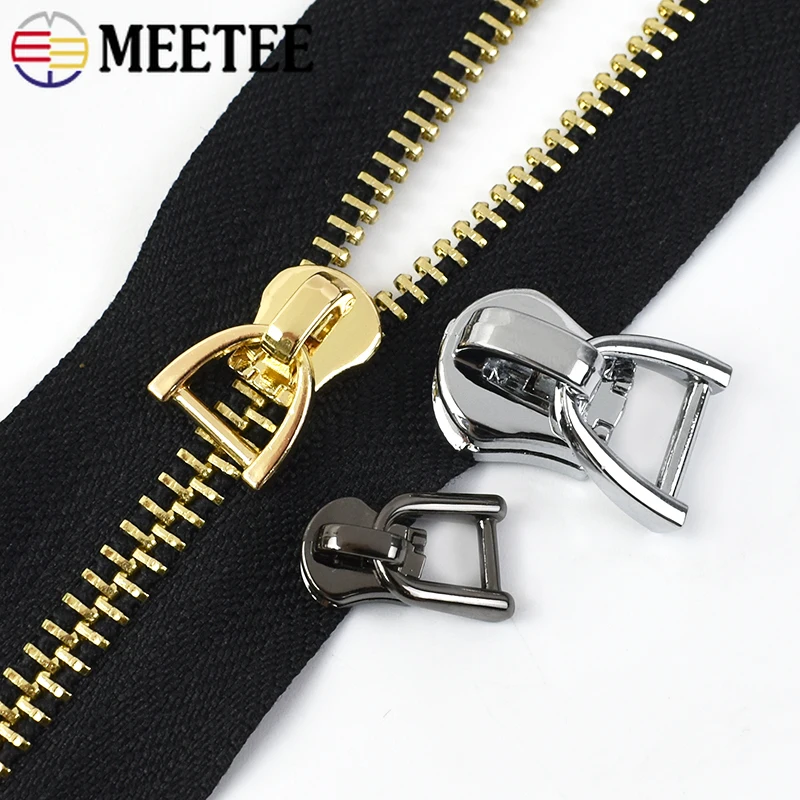 5/10Pcs Meetee 3#5#8#10# D Ring Zipper Slider for Metal Zippers Bag Jacket Zips Puller Head Clothes Zip Repair Sewing Accessory