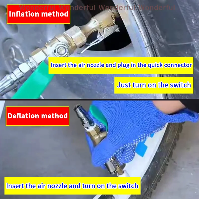 فوهة منفاخ إطارات السيارة المتينة - تشاك سريع مع صمام ومحول ضاغط الهواء مثالي لسيارات الدفع الرباعي #4