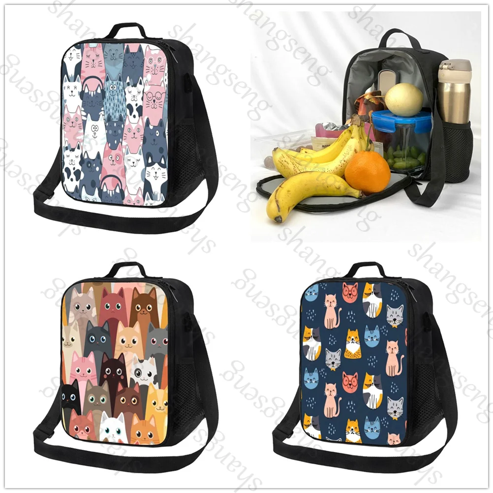 

Cartoon cat pattern Insulated Thermal Bag Lunch bag Foods Drink Storage Leakproof Picnic Camping Bags Outdoor Box beach