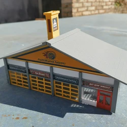 1/87 Ho Scale Architectural Model Garage Miniature Model Gas Station Buliding Decoration Scale Model Train Railway Layout