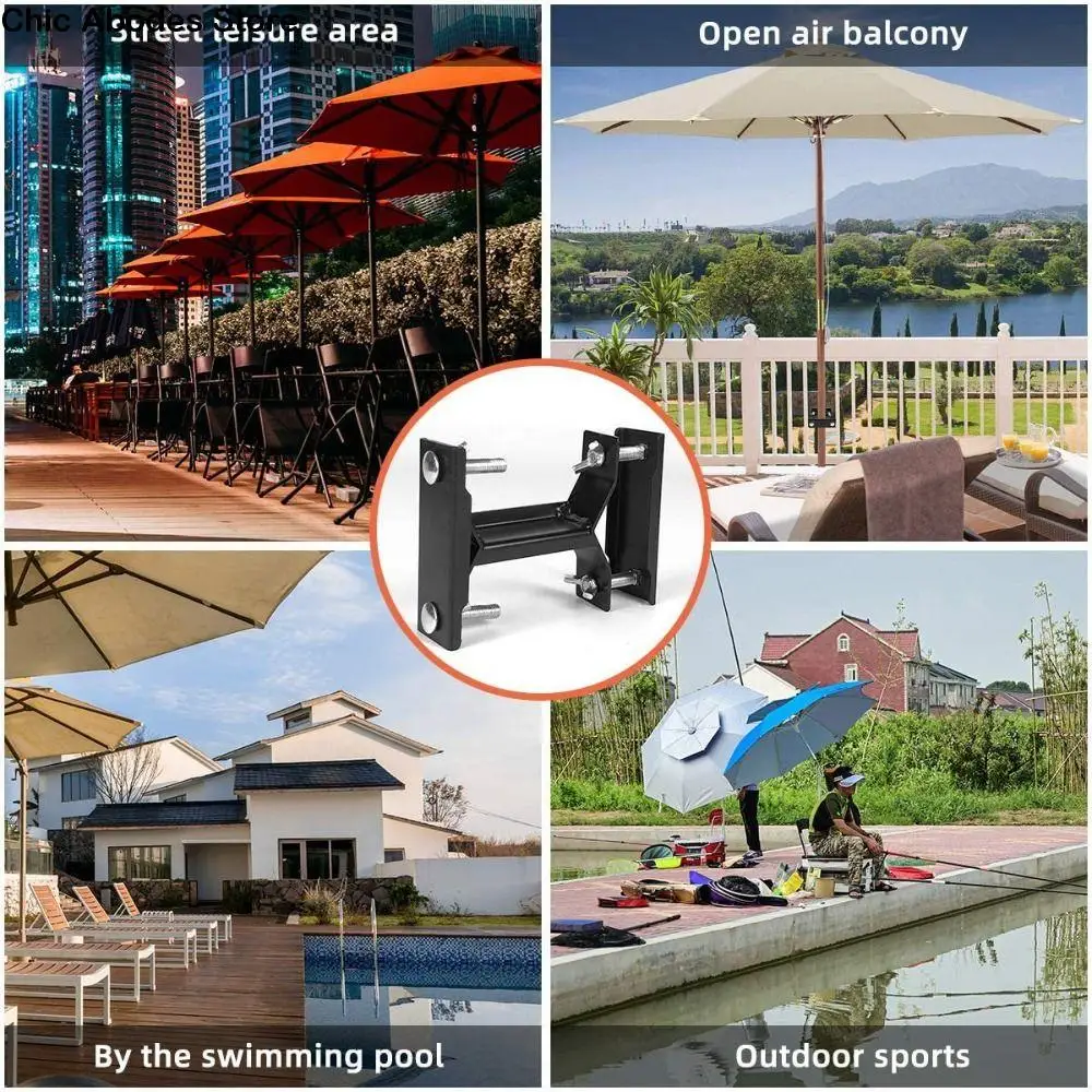 

Railing Mount Steel Umbrella Clip Iron Weatherproof Parasol Clamp Universal Sturdy Umbrella Bracket Patio