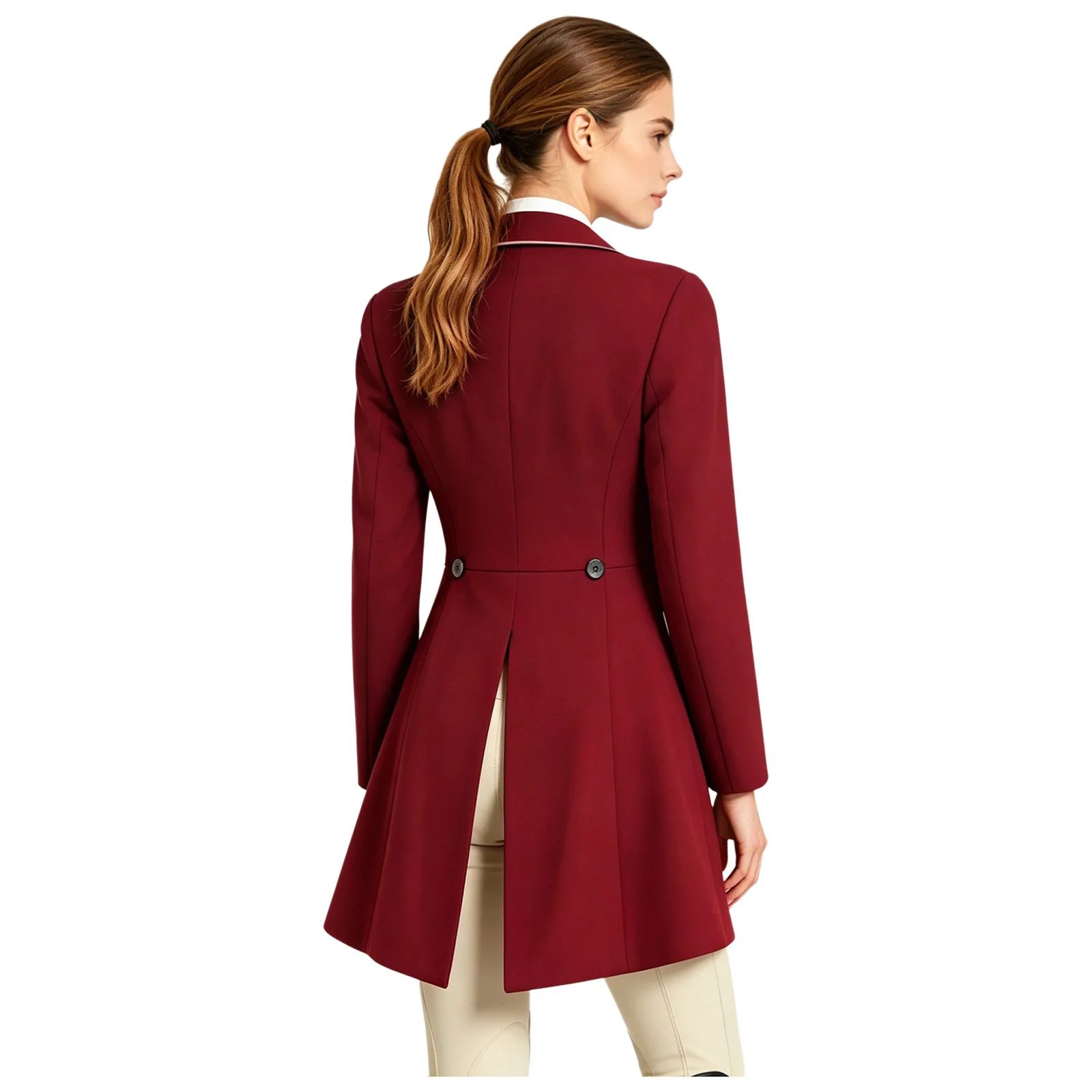 Women Equestrian Dressage Jacket Horse Riding Outerwear Notched Lapel Long Sleeve Double-breasted Horse Riding Tailcoat Tops