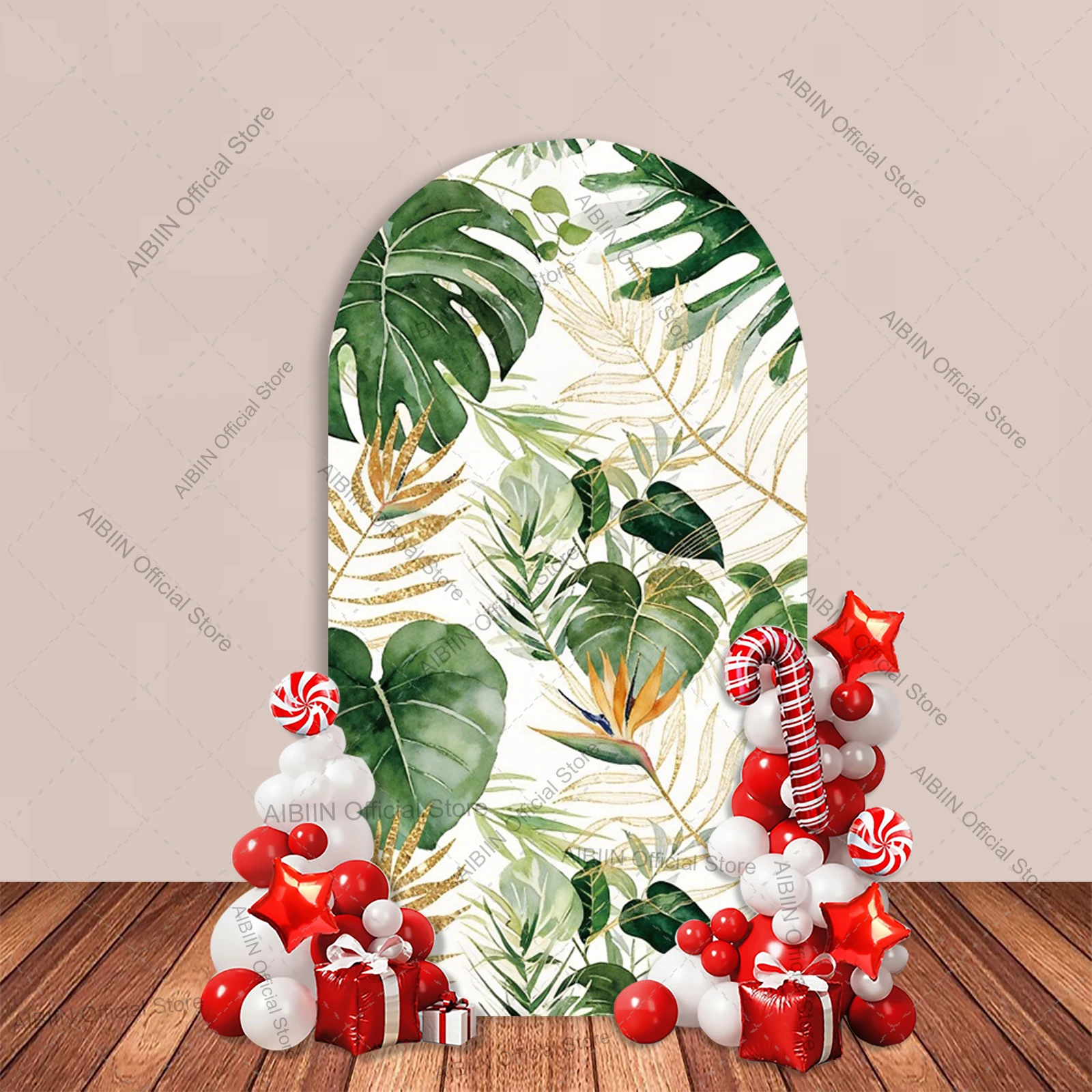Wild One Happy Birthday Arch Backdrop Cover Jungle Safari Animal Green Leaves Lion Zebra Giraffe Boy Cake Party Decor Background view 3