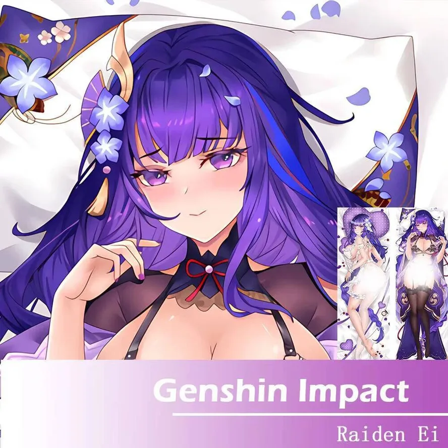 

Impact Anime Shogun Genshin Dakimakura Raiden Ei Cosplay Life Size Waifu Body Pillow Case Cover Hing