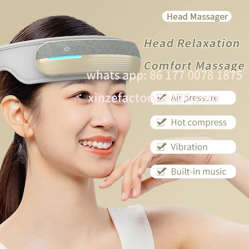 Customizable Electric Head Massager Vibration Heating Compress Air Pressure Massage With New Bluetooth Music Massager Smart
