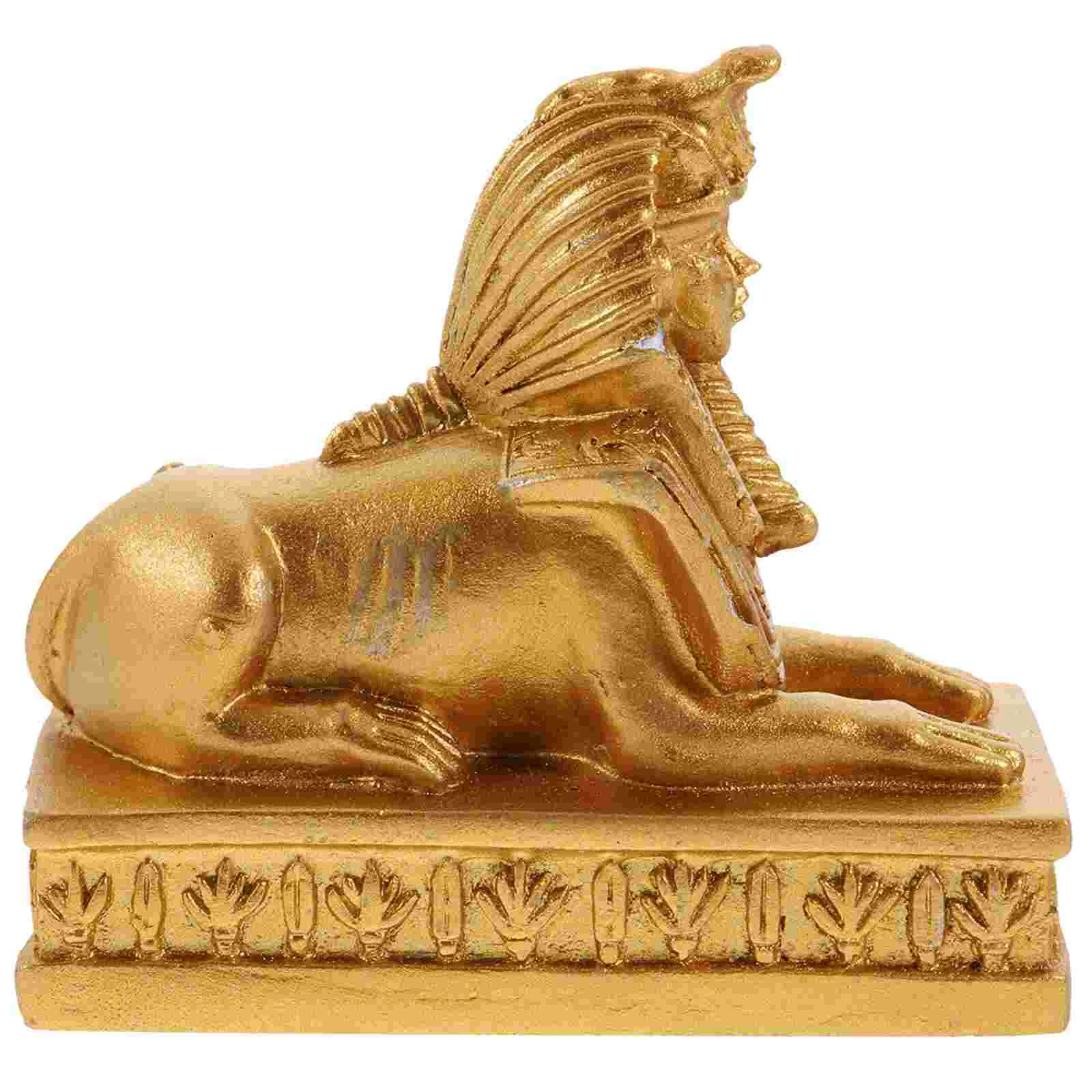 Sphinx Statues Sculpture Decoration Fish Tank Hideout Golden Aquarium Adornment