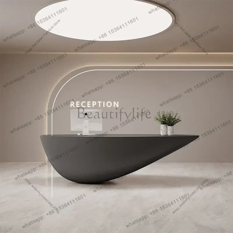 LSNordic Minimalist Cashier Counter High-End Design Irregular FRP Hotel Welcome Reception Desk Business Furniture recepção FYRD
